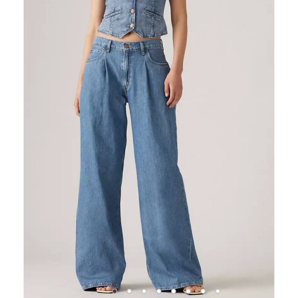 Levi's Premium Baggy Dad Wide Leg Jeans in Medium Wash Size 24 X 30